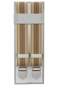 Mixed Brown Striped Trouser Braces With Large Clips